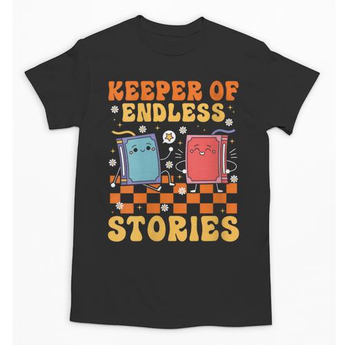 Cute Librarian Library Book Lover Keeper Of Endless Stories Unisex T-Shirt - Bookorys AU
