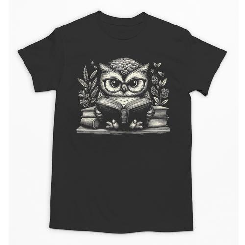 Cute Owl Reading Book Graphic Art Unisex T-Shirt - Bookorys CA