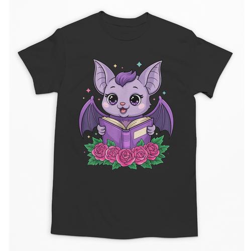 Cute Pastel Goth Bat Reading Book Unisex T-Shirt - Bookorys AU