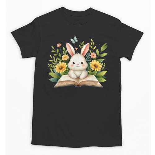 Cute Rabbit And Book Women Girls Reading Book Rabbit Lover Unisex T-Shirt - Bookorys CA