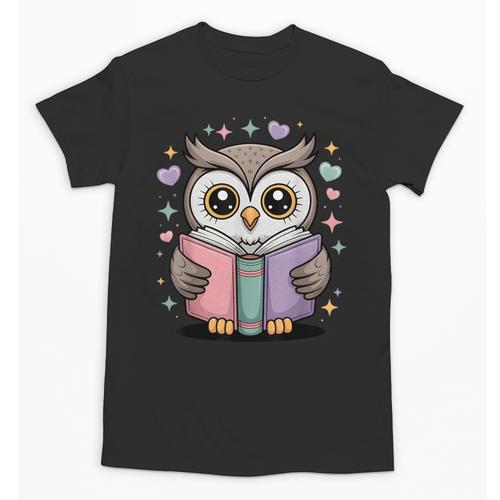 Cute Reading Owl Book Lover Teacher Librarian Bookworm Unisex T-Shirt - Bookorys CA