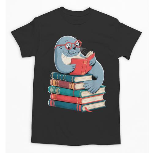 Cute Reading Seal On Books Book Lover Unisex T-Shirt - Bookorys AU