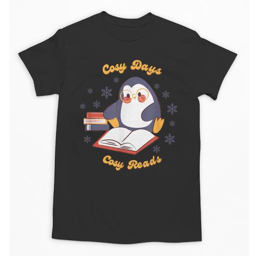 Cute Xmas Book Lover Penguin Reading Cosy Days Cosy Reads Unisex T-Shirt - Bookorys