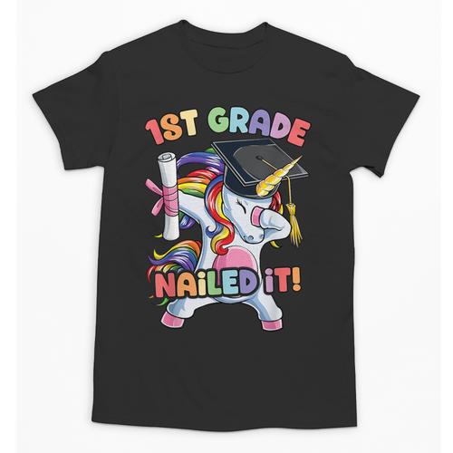 Dabbing 1st Grade Unicorn Graduation Class Of 2021 Nailed It Unisex T-Shirt - Best Gift Smart