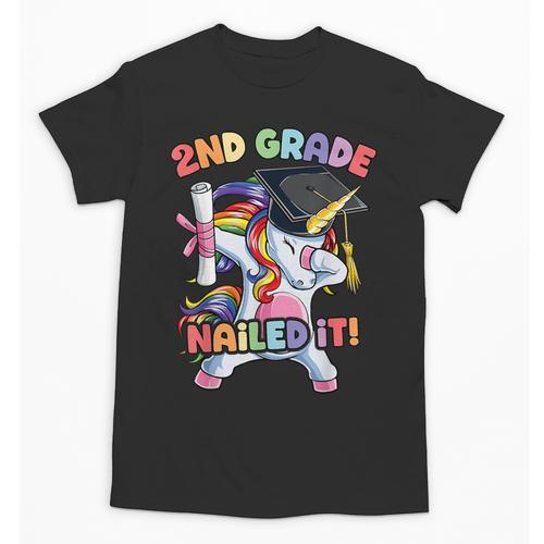 Dabbing 2nd Grade Unicorn Graduation Class Of 2021 Nailed It Unisex T-Shirt - Best Gift Smart