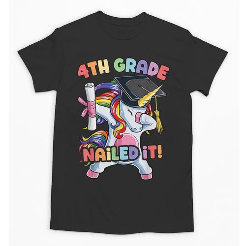 Dabbing 4th Grade Unicorn Graduation Class Of 2021 Nailed It Unisex T-Shirt - Best Gift Smart