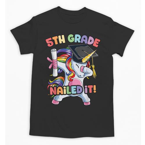 Dabbing 5th Grade Unicorn Graduation Class Of 2020 Nailed It Unisex T-Shirt - Best Gift Smart