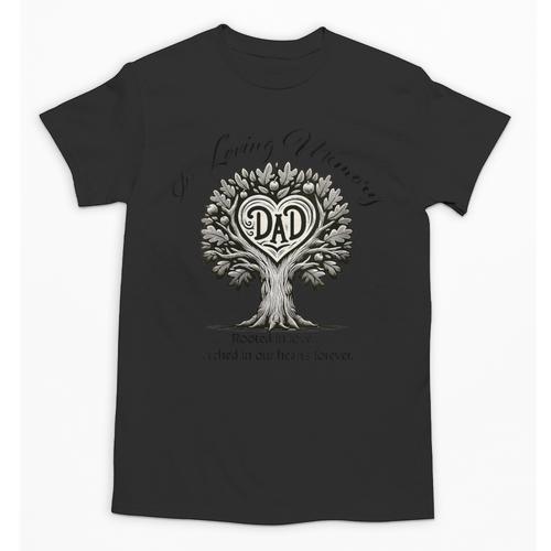 Dad Father Memory And Memorial Tree Of Life With Heart Unisex T-Shirt - Easessy