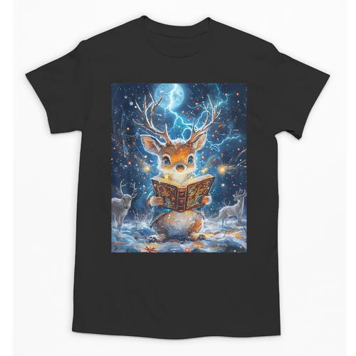 Deer Reads Book Women Girls Reindeer Unisex T-Shirt - Bookorys AU
