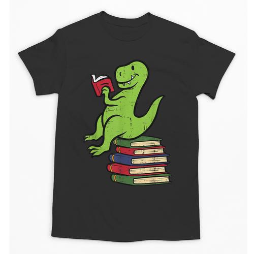 Dino Reading Read Reading Librarian Book Men Boys Kids Unisex T-Shirt - Bookorys