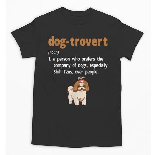 Dog-Trovert Shih Tzu Humor Definition Introvert Unisex T-Shirt - Raresse