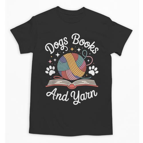 Dogs Books And Yarn Knitter Knitting Unisex T-Shirt - Bookorys