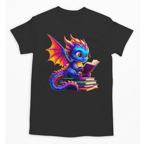 Dragon Reading a Book Bookworm Book Lover Unisex T-Shirt - Bookorys AU
