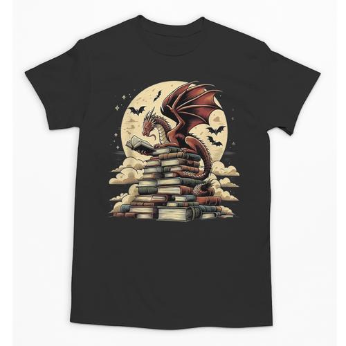 Dragon Reading a Book Dragons And Books Lover Bookworm Unisex T-Shirt - Bookorys