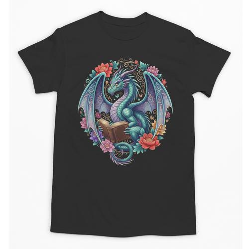 Dragon Reading Book Girls Kids Bookworm Book Lover Unisex T-Shirt - Bookorys