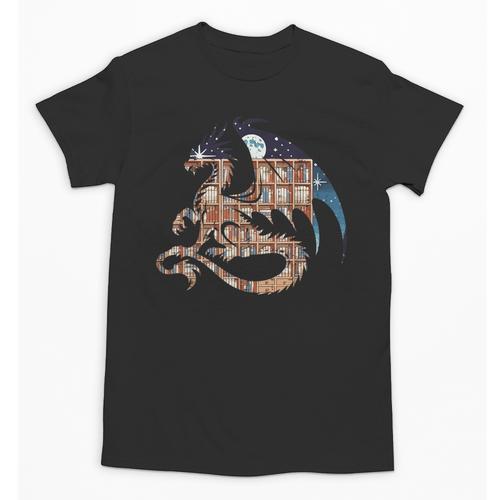 Dragon Silhouette Books Librarian Bookworm Women Men Kids Unisex T-Shirt - Bookorys AU