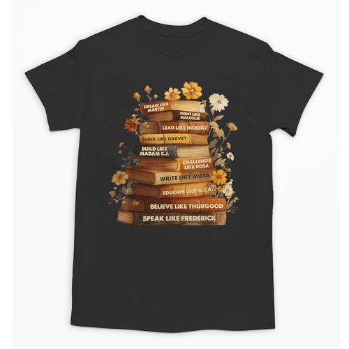 Dream Like Martin Floral Book History Month Women Men Unisex T-Shirt - Bookorys