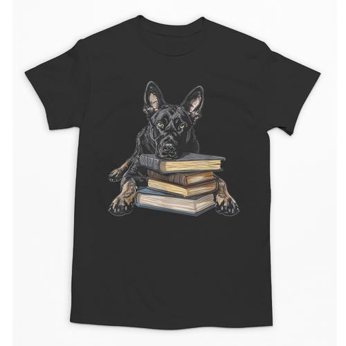 Dutch Shepherd Books Reading Dog Breed Graphic Unisex T-Shirt - Bookorys CA