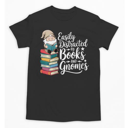 Easily Distracted By Books And Gnomes Unisex T-Shirt - Bookorys