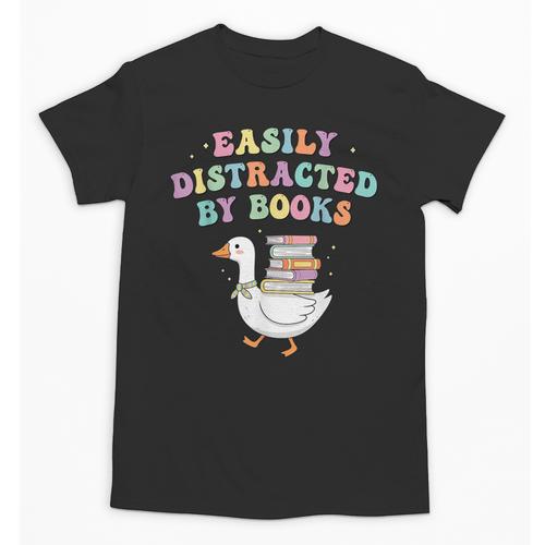 Easily Distracted By Books Silly-Goose Bookish Library Read Unisex T-Shirt - Bookorys DE