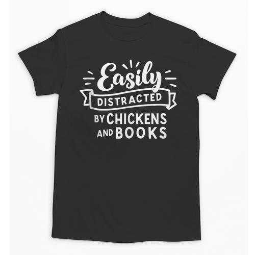Easily Distracted By Chickens And Books Farm Unisex T-Shirt - Bookorys AU