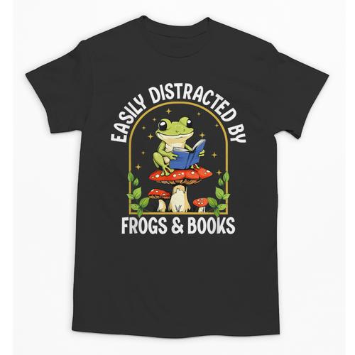 Easily Distracted By Frogs And Books Unisex T-Shirt - Bookorys UK