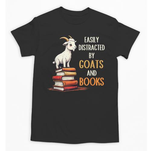Easily Distracted By Goats And Books Goats And Book Reading Unisex T-Shirt - Bookorys