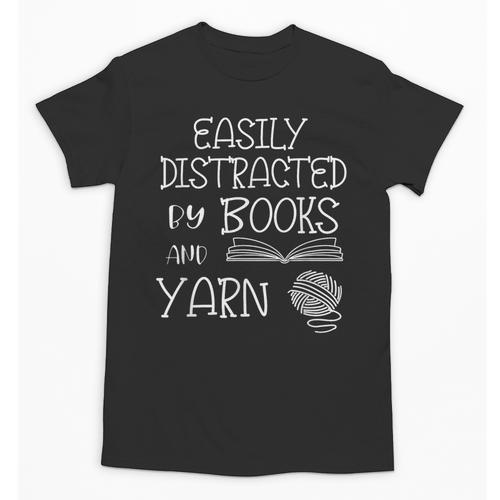 Easily Distracted By Knitting Books And Yarn Quote Reader Unisex T-Shirt - Bookorys