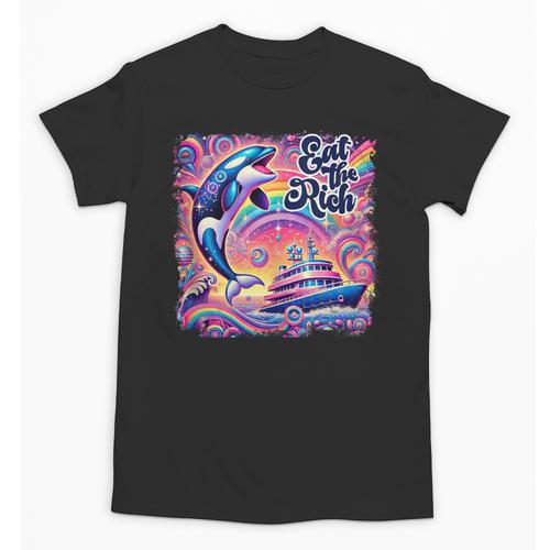 EAT THE RICH 90S NOSTALGIA WHALE ORCA YAHCT RETRO Unisex T-Shirt - Figerry