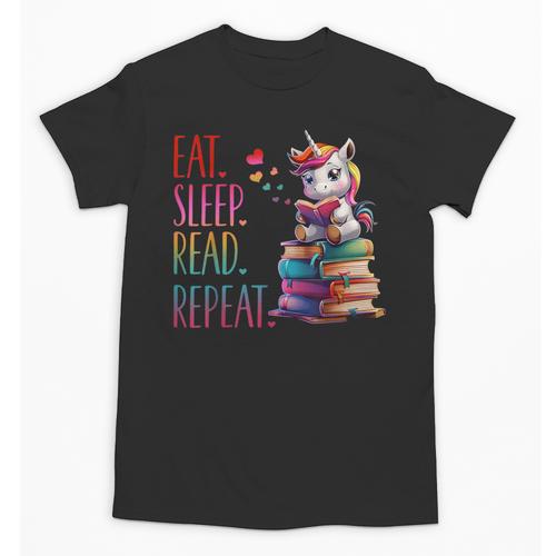 Eat Sleep Read Repeat Unicorn Read Book Reading Lovers Kids Unisex T-Shirt - Bookorys