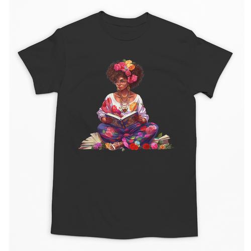 Educated Melanin Queen Afro Women Reading Book History Unisex T-Shirt - Bookorys DE