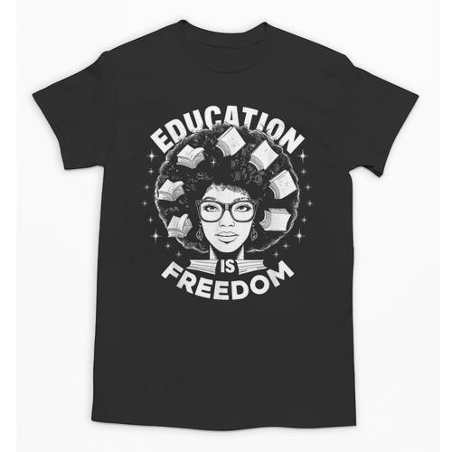 Education Is Freedom History Books African Pride Women Unisex T-Shirt - Bookorys