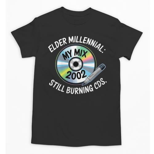 Elder Millennials Embracing 90s CDs Nostalgia Vibes Unisex T-Shirt - Figerry