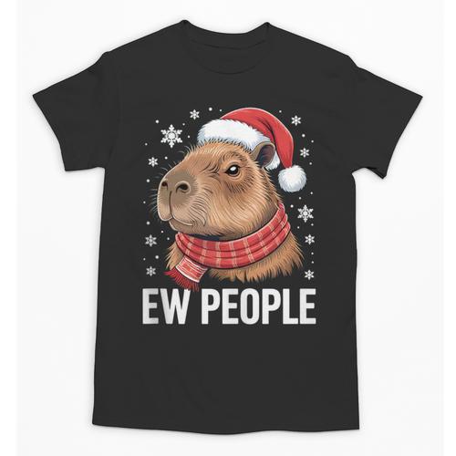 Ew People Capybara Christmas Introvert Holiday Humor Unisex T-Shirt - Raresse