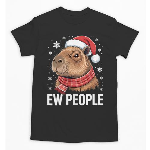 Ew People Capybara Christmas Introvert Holiday Humor Unisex T-Shirt - Raresse