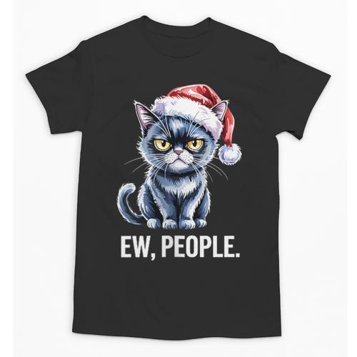 Ew People Cat Christmas Introvert Holiday Humor Unisex T-Shirt - Raresse