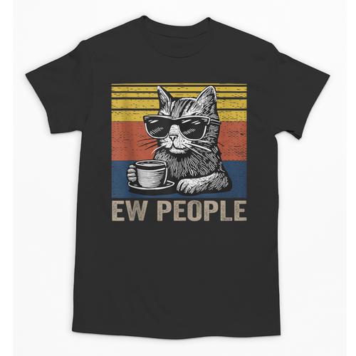 Ew People Introvert Cat Lover Crazy Vintage Cat Lady Unisex T-Shirt - Raresse