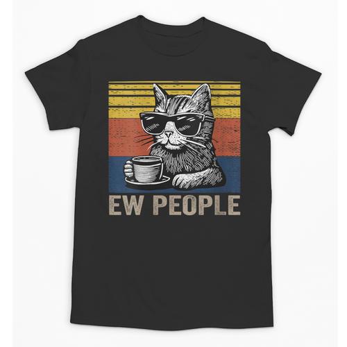 Ew People Introvert Cat Lover Crazy Vintage Cat Lady Unisex T-Shirt - Raresse