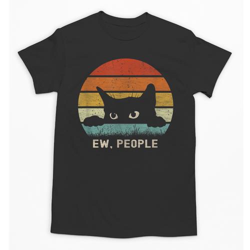 Ew People Retro Cat Cat Lover Introvert Unisex T-Shirt - Raresse