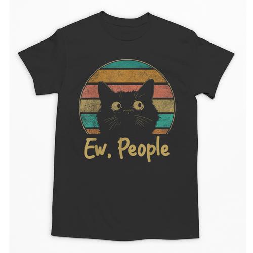 Ew People Retro Cat Lover Social Introvert Unisex T-Shirt - Raresse