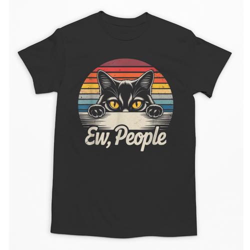 Ew People Retro Cat Vintage Anti Social Introvert Unisex T-Shirt - Raresse