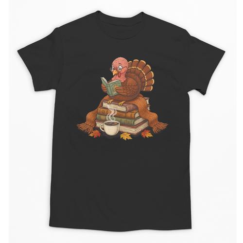 Fall Book Vintage Turkey Thanksgiving Reading Book Lovers Unisex T-Shirt - Bookorys CA