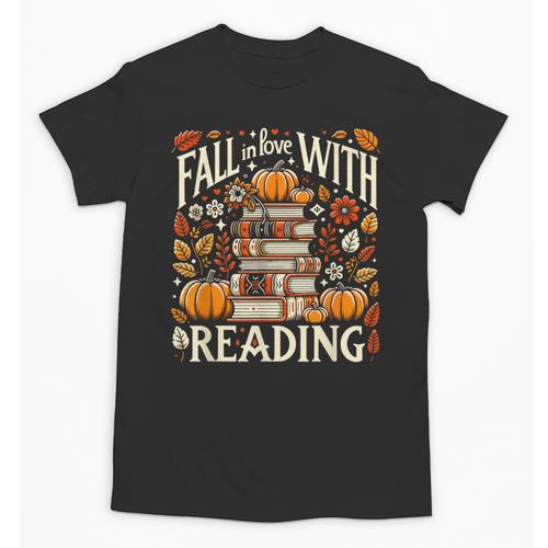 Fall In Love With Reading Book Autumn Pumpkins And Teachers Unisex T-Shirt - Bookorys