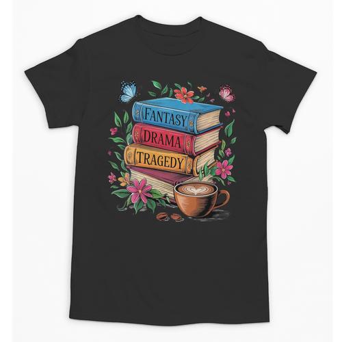 Fantasy Drama Tragedy Books Subtle Reader Librarian Flower Unisex T-Shirt - Bookorys