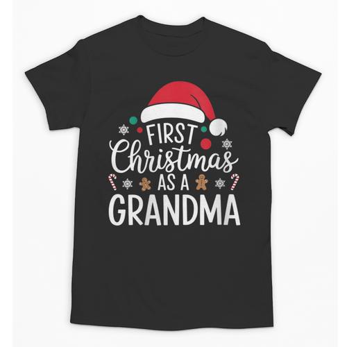 First Christmas As A Grandma Holiday New Grandmother Memory Unisex T-Shirt - Easessy