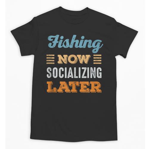 Fishing Now Minimal Socializing Introvert Vintage Unisex T-Shirt - Raresse