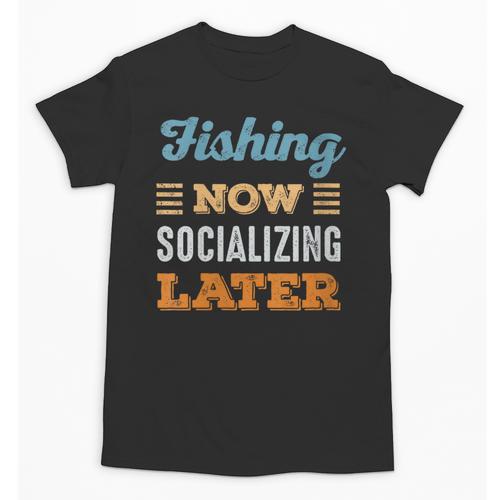 Fishing Now Minimal Socializing Introvert Vintage Unisex T-Shirt - Raresse