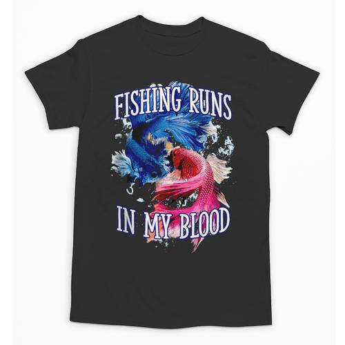 Fishing Runs In My Blood Introvert Hobby Antisocial Unisex T-Shirt - Raresse