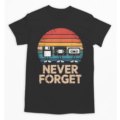 Floppy VHS Cassette Never Forget Retro 80s 90s Nostalgia Unisex T-Shirt - Figerry