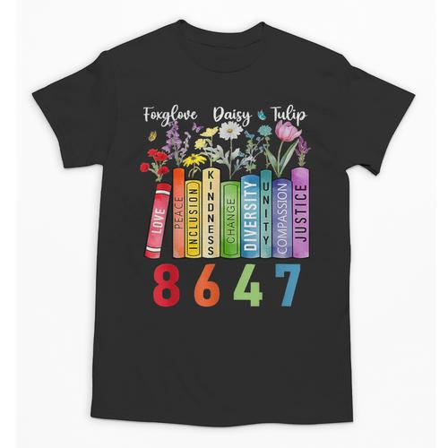 Floral Foxglove Daisy Tulip 8647 Books Lover Blooming Flower Unisex T-Shirt - Bookorys UK
